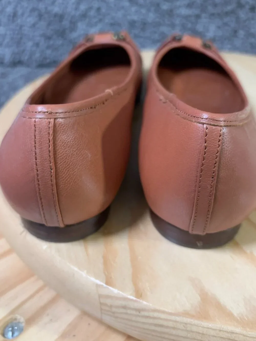 Lauren Ralph Lauren Abigale Flats Womens Size 6.5 Brown Leather Shoes Buckle